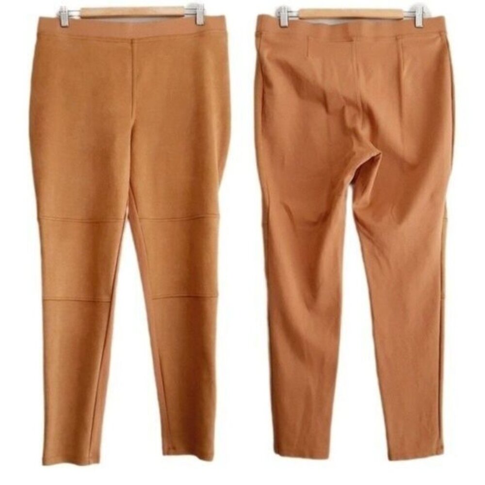 RICKI'S Faux Suede Leggings Comfy Stretchy Soft Tan Sz L